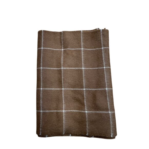 Baby Alpaca Winter Scarf Brown White Checkered 100% Alpaca Made In Peru - Picture 2 of 4